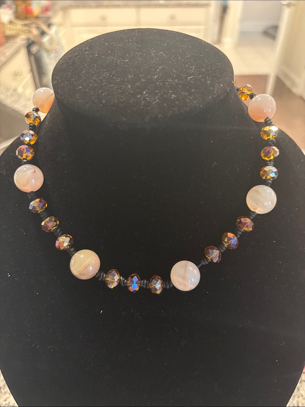 Handcrafted Pink and Amber Beaded Necklace - Elegant Women’s Jewelry